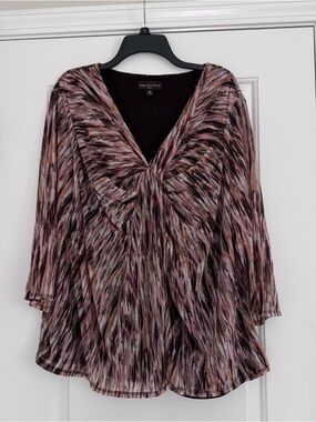 Dana Buchman Women's Long Sleeve Blouse, Multicolor Geometric, Size 3XL